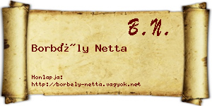 Borbély Netta névjegykártya