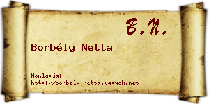 Borbély Netta névjegykártya