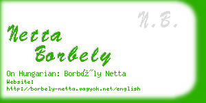 netta borbely business card